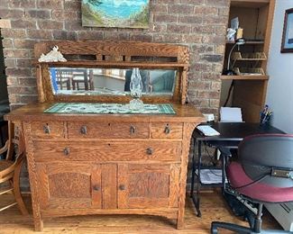 Antique oak mission sideboard by Northern Co. Furniture