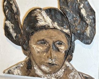 Original Art Hopi Woman Squash Blossom Whorls Clay Sculpture on Board native American Clay Painting Johnson	24 x 24 x 2in	HxWxD