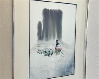 Original Watercolor Painting Paul Kuo Native American Sheep Herder Monument Valley	Frame; 28.25 x 22.25in	

