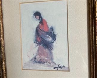 DeGrazia Print Mother with Child Framed 	Frame: 10 x 9in	
