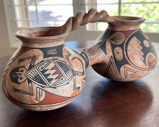 Cesar Dominguez Twined Vessel Double Jar pot 	5.5 x 10.5 x 4.75in	HxWxD
