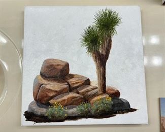 Original Art Ed Botkin Everyone Needs a Rock #3 Boulders & Yucca Oil Painting 	16 x 16in	

