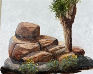 Original Art Ed Botkin Everyone Needs a Rock #3 Boulders & Yucca Oil Painting 	16 x 16in	
