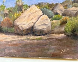 Original Art Ed Botkin Friends Oil Painting Boulder & Yucca 	12 x 16in	
