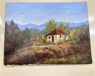 Original Art Ed Botkin Quiet Place Oil Painting House by Cliff	12 x 16in	
