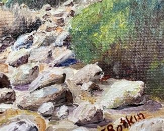 Original Art Ed Botkin Rocky Wash Oil Painting Desert Rock Wash Landscape 	10 x 8	
