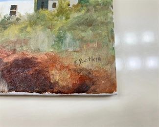 Original Art Ed Botkin High Desert Oil Painting Desert Houses Landscape 	9 x 12in	
