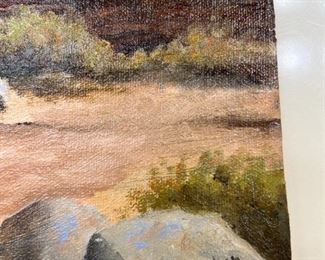 Original Art Ed Botkin Standing Tall Oil On Board Painting Palo Verde Desert Landscape  	12 x 9in	
