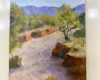Original Art Ed Botkin Sandy Wash Oil On Board Painting Desert Landscape	7 x 5in	
