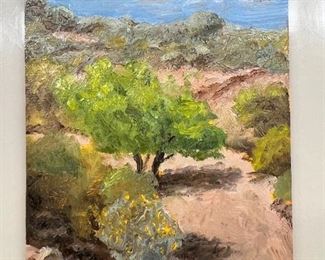 Original Art Ed Botkin Spring Mesquite Oil On Board Painting Desert Landscape	7 x 5in	
