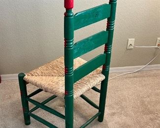 Rustic Mexican Painted Ladder Back Chair Rush Seat	43 x 20 x 28.5in	HxWxD
