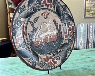 S. Basuito Tonala Mexican Plate Handpainted Folk Art	17.5 x 16.5in	HxWxD
