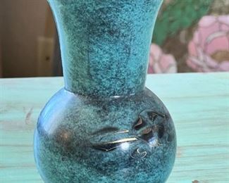 Enameled Brass Vase Oppenheim Israel	5 x 3.5in diameter at rim	

