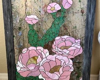 Stained Glass Original Art Prickly Pear Flower 1985 Kay Botkin	34.5 x 26.5 x 1.5in	HxWxD
