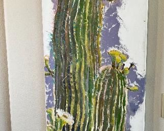 Original Art Sharon Weiser Saguaro Oil Painting 	60 x 20 x 1.5in	HxWxD
