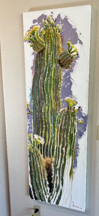Original Art Sharon Weiser Saguaro Oil Painting 	60 x 20 x 1.5in	HxWxD
