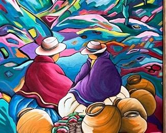 Original Art Mexico Pepper Canvas Painting Lyuri	Frame: 24. X 19.75in	
