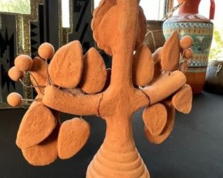 Mexican Terracotta  Candelabra Candle Holder Single 	13 x 12 x 3in	HxWxD
