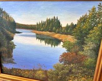Original Art Ripley Creek Ed Botkin Oil on Canvas Painting 	Frame: 29.5 x 35.5in	
