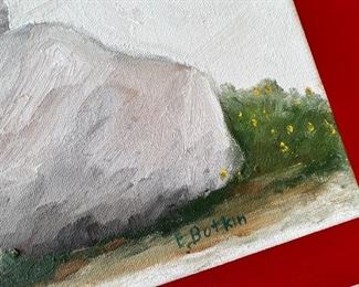 Original Art Ed Botkin Everyone Needs a Rock #7 Boulders & Ocotillo Oil Painting 	48 x 18in	
