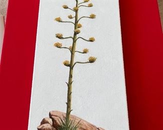 Original Art Ed Botkin Everyone Needs a Rock #4 Agave Bloom Oil Painting 	36 x 15in	
