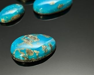 12pc Morenci AZ Turquoise Polished Cabochon Loose Stones 	Largest Stone: 28.5x27.5mm