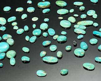 Lot of Natural Nevada Turquoise Polished Cabochon Loose Stones 	Largest Stone: 24x24.5mm
