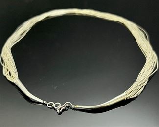 Navajo Liquid Silver Multi Strand Necklace Native American 	29in Long 
