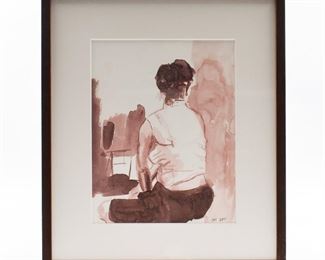 Ingrid Bellman Figural Watercolor on Paper