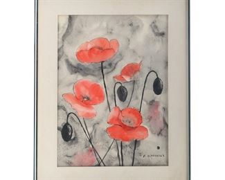 Signed H.Schroeder Floral Watercolor Painting