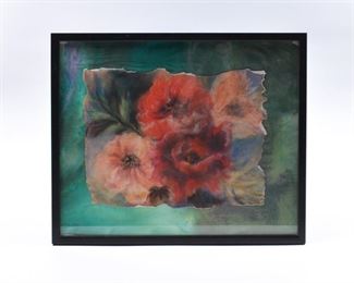 Ingrid Bellman Floral Pastel Over Painted Silk