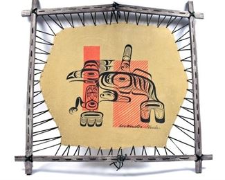 Marge Kass Haida Indian Silk Screen on Hide
