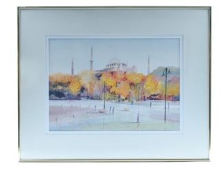 Robert B. Carter "Eastern Mosque" Signed Watercolor