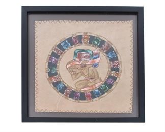 Handpainted Mayan Calendar on Suede
