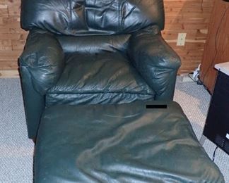 GREEN CHAIR & OTTOMAN