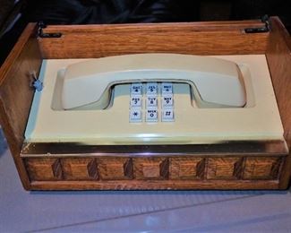 VINTAGE PHONE IN A WOOD BOX