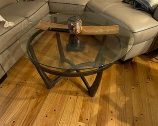 . . . a glass-topped coffee table
