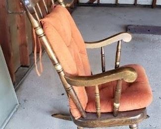 Solid Wood Rocking Chair with Cushion