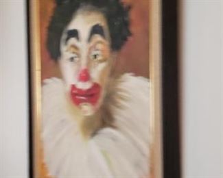 Signed Framed Clown Picture