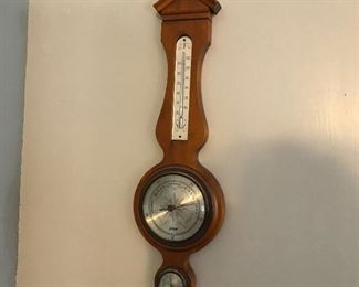 Jason Empire Thermometer, Barometer, And Humidity Reading Brass Wood Banjo Style