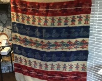 Hand woven Guatemalan Wool Rug. Over 70 years old 