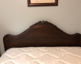 Antique Davis Cabinet Company Bed (Black Walnut) with mattress and box spring