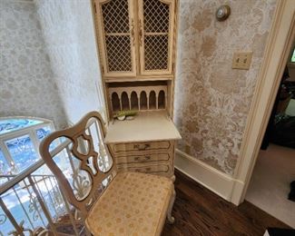 Charming Secretary with Brass Door Inserts