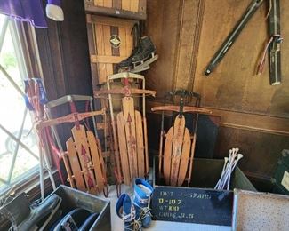 Vintage Toboggan and Sleds