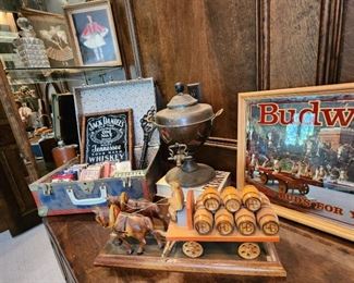 Vintage Wurzburger Hofbrau Beer Horse Drawn Barrel Wagon Display