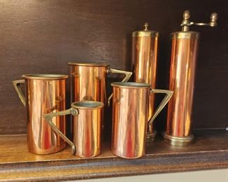 Copper Measuring Cups and Salt and Pepper