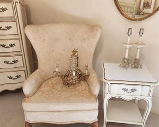 Accent Chair and Chandelier