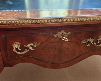 Leather Top Desk with Brass Details