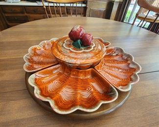 Vintage Lazy Susan Chip and Dip