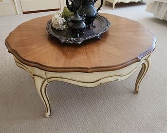 Vintage Wood Topped Round Coffee Table